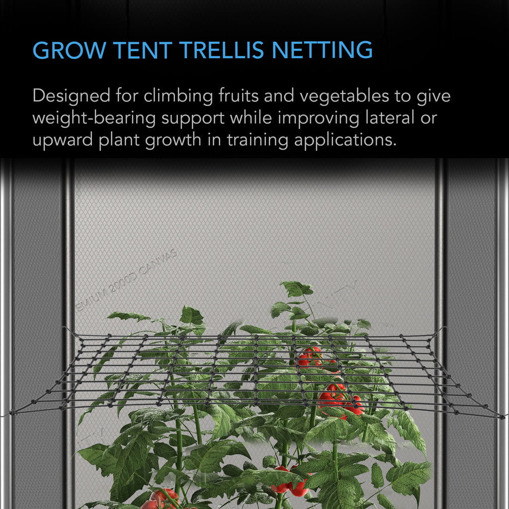 GROW TENT TRELLIS NETTING, FLEXIBLE ELASTIC CORDS, 5X5’